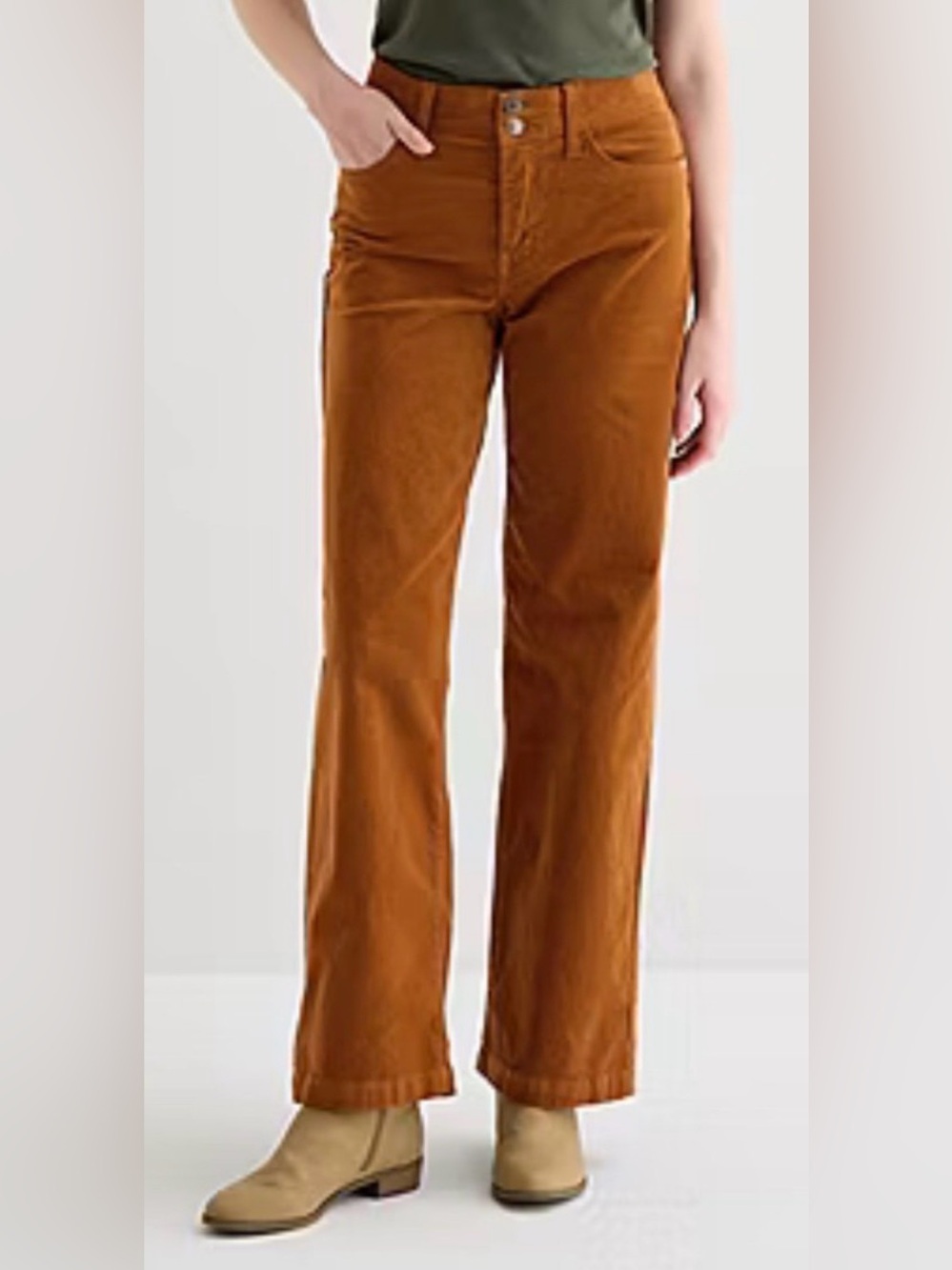 St. John’s Bay High Rise Wide Leg Corduroy Pants Rust Orange Size 4